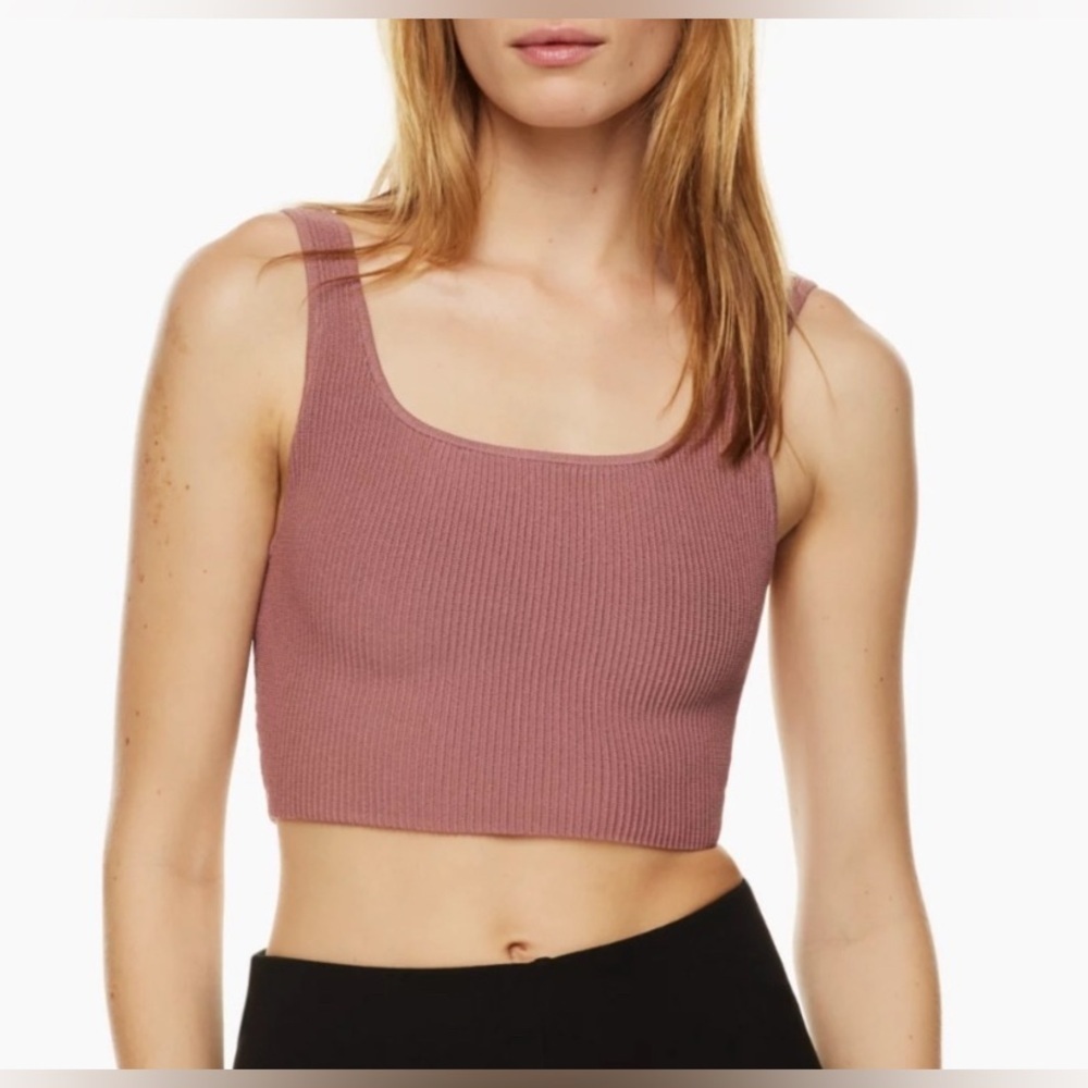 Aritzia | Babaton Sculpt Knit Squareneck Cropped Tank. Large Brown. - Picture 9 of 9